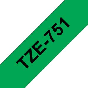 Tape 24mm Lami Black On Green (tze-751)