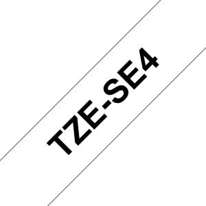 Tape 18mm Black On White Security (tze-se4)