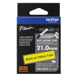 Heat Shrink Tube Tape Cassette - Hse-651e - Black On Yellow - 21.0mm Wide