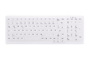 Compact Disinfectable Medical Keyboard with Numpad - Corded USB - White - Qwertzu Swiss
