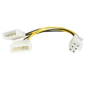 Power Adapter Cable Low Profile4 To 6 Pin Pci-e Video Card 6in