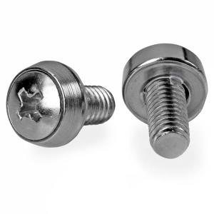 12-24 Server Rack Screws - Mounting Screws for Rack and Server Cabinets - Nickel-Plated - 50 pack