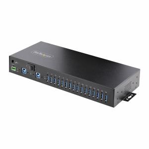 Industrial USB Hub - 16-port 5gbps With Power Adapter Metal Enclosure Mountable Esd Protection Termina