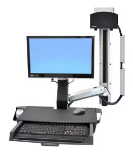 Styleview Sit-stand Combo System With Worksurface And Small Cpu Holder (polished Aluminum)