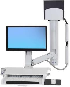 Styleview Sit-stand Combo System With Worksurface And Medium Cpu Holder (white)