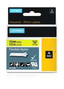 Nylon Tape - Black On Yellow - 12mm - Flexible Nylon