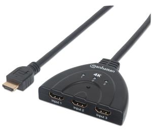 HDMI Switch 4k 3-port 4k 60hz USB Pwr T Cbl Blck