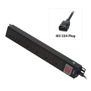 Vertical 6 Way Uk Plug Pdu Iec Plug To 6 X Uk Sockets