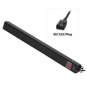 Vertical 8 Way Uk Plug Pdu Iec Plug To 8 X Uk Sockets