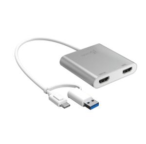 Dual Display Adapter - 1x USB-c (male) - 1x Hdmi 1x 4k Hdmi (female) - Silver