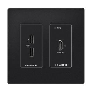 DM Essentials 4K Receiver - HDMI and USB 2.0 Signal Extension over CATX Cable - Wall Plate - Black