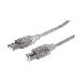 USB Cable A To B USB 2.0 2m Translucent Silver